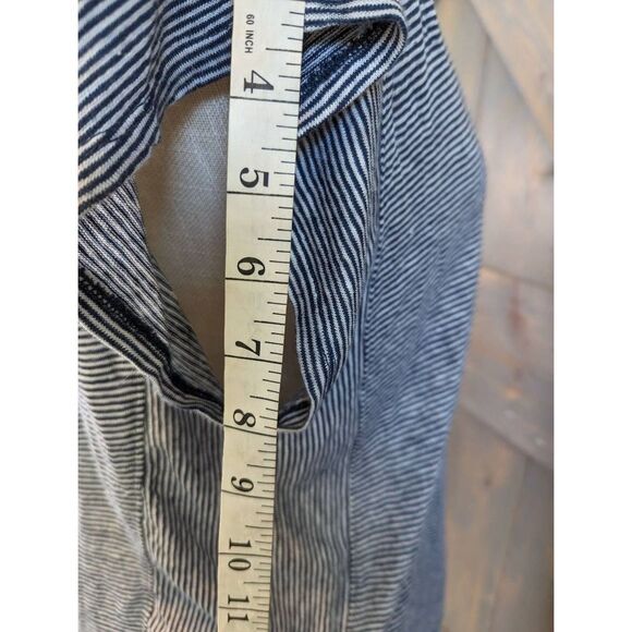 Christian Siriano Casual Top Women's Large Black & White Stripe V-Neck 100%Linen - Picture 7 of 8